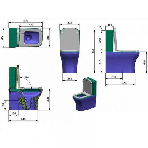 Унитаз компакт Bocchi Scala 1480-064-0129 без бачка и сиденья