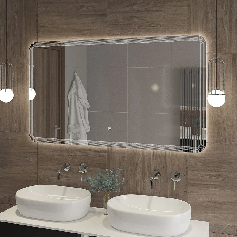 Зеркало Cezares Duet 140 CZR-SPC-DUET-1400-800-LED-TCH с подсветкой с лазерной гравировкой и сенсорным выключателем стекло