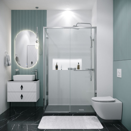 Душевой уголок Grossman Style 130х80 120.K33.05.1380.10.00 профиль Хром стекло прозрачное