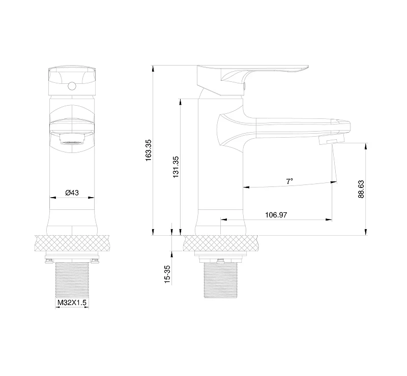 Смеситель для раковины Wonzon & Woghand WW-XH-011-MB цвет Черный матовый