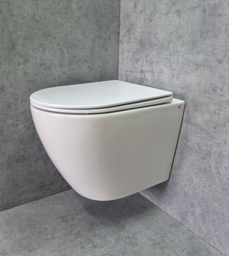 Унитаз CeramaLux TR2196 подвесной Белый глянцевый с сиденьем Микролифт фаянс подвесной