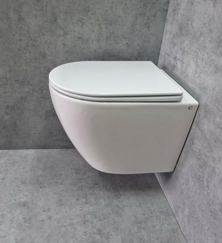 Унитаз CeramaLux TR2196 подвесной Белый глянцевый с сиденьем Микролифт фаянс подвесной