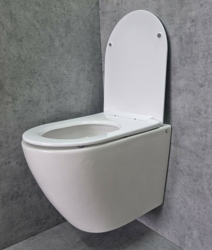 Унитаз CeramaLux TR2196 подвесной Белый глянцевый с сиденьем Микролифт фаянс подвесной