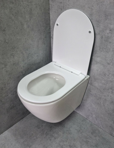 Унитаз CeramaLux TR2196 подвесной Белый глянцевый с сиденьем Микролифт фаянс подвесной