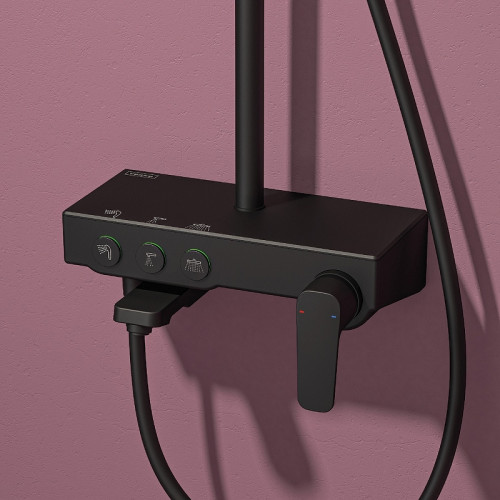 Душевая система Teska Niagara NG3580 с термостатом Черная нержавеющая сталь на стену