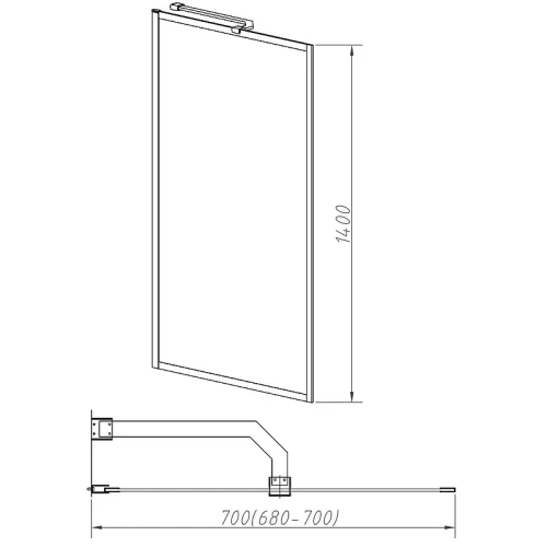 Шторка на ванну Vincea 70x140 VSB-41700CLGM профиль Вороненая сталь стекло прозрачное