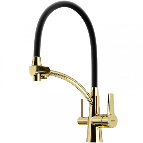 Смеситель для кухни Sancos Eri SC4001ZG Полированное золото Черный латунь