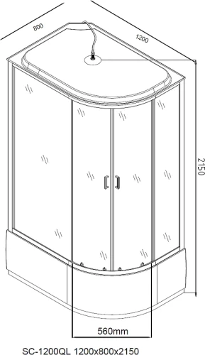 Акриловый поддон с куполом для кабины Aquanet SC-1200Q-L №3/3 243410 Белый