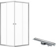 Душевой уголок DIWO Анапа 90х90 + 1105-00155 с душевым лотком профиль Хром стекло прозрачное