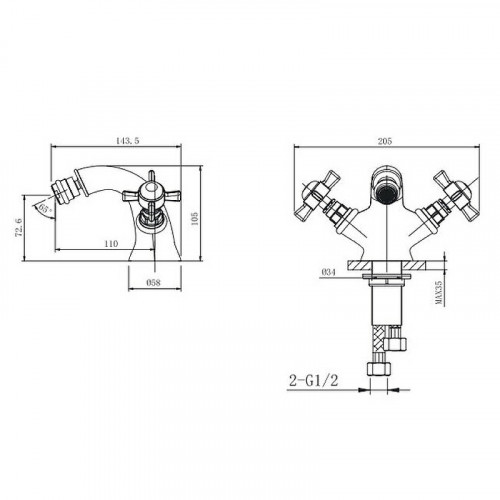 Смеситель для биде Caprigo Bristol 21-530-crm Хром латунь