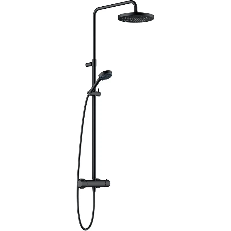 Душевая система Kludi Logo Dual Shower System 6808239-00 с термостатом Черная матовая латунь на стену
