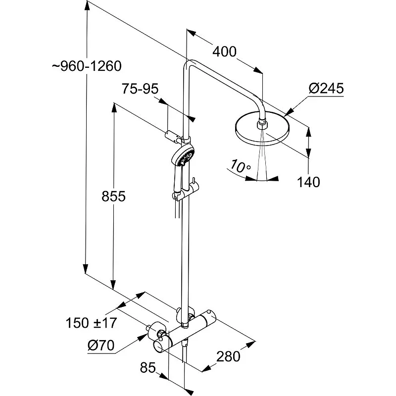 Душевая система Kludi Logo Dual Shower System 6808239-00 с термостатом Черная матовая латунь на стену