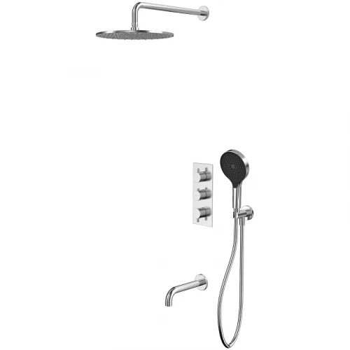 Душевая система Whitecross Y brushed nickel YSET11TOPNIB с термостатом Брашированный никель латунь встраиваемый