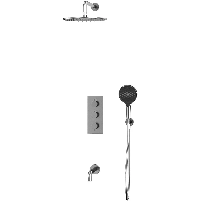 Душевая система Whitecross Y brushed nickel YSET11TOPNIB с термостатом Брашированный никель латунь встраиваемый