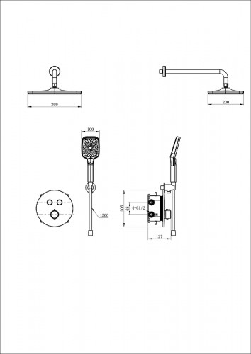 Душевая система Wonzon &amp; Woghand WW-D2017-A-MB с термостатом цвет Черный матовый