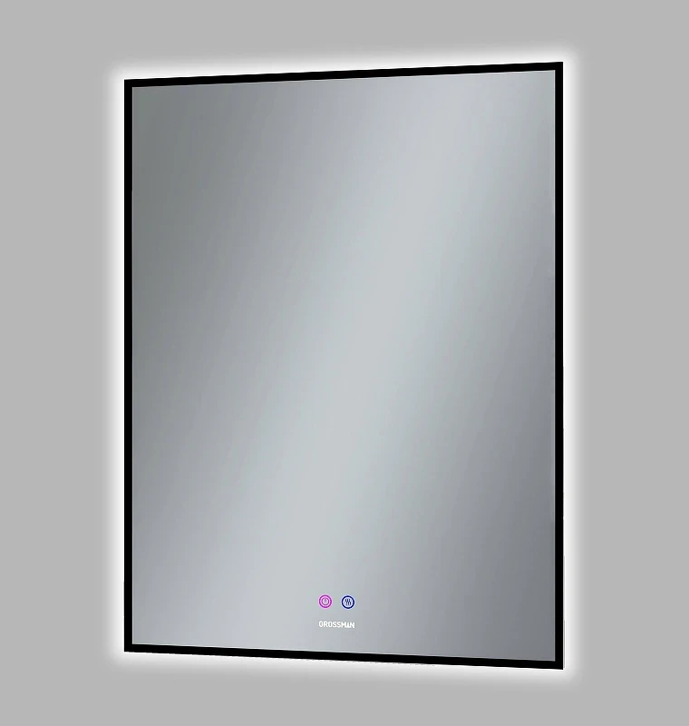 Зеркало Grossman Pragma-норма Black 60 1860802 с подсветкой Черное с сенсорным выключателем и подогревом стекло