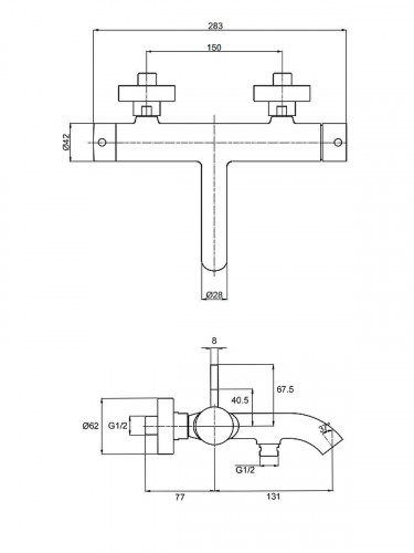 Смеситель для ванны AQUAme Siena AQM6212BC цвет Медь шлифованная