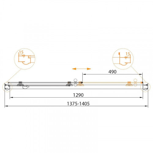 Душевая дверь Cezares Gubileo 140 GIUBILEO-BF-1-140-C-G профиль Золото стекло прозрачное