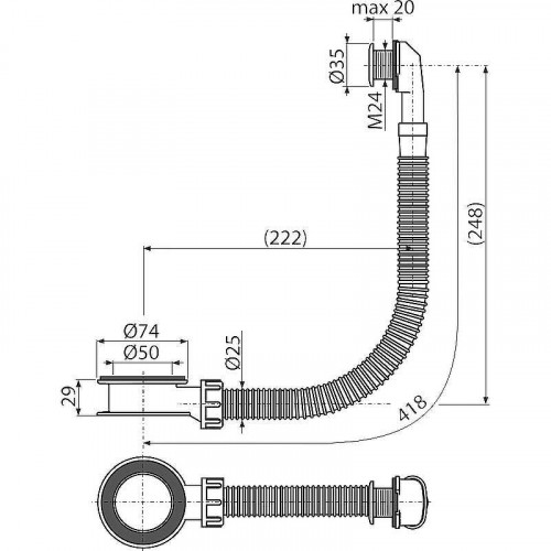 Слив-перелив Alcaplast A328B Белый