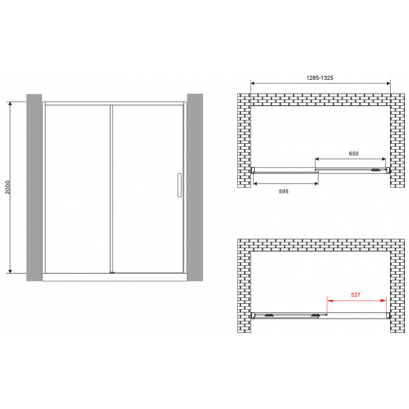 Душевая дверь Abber Komfort 130 AG93130 профиль Хром стекло прозрачное