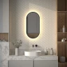 Зеркало Defesto Aura 40х80 DF 2932R с подсветкой 20W-3000K/ИК - выключатель/Теплый белый свет/Черная рама