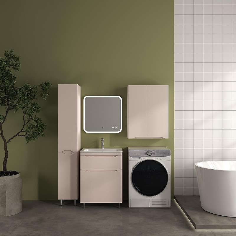 Шкаф пенал Style Line Марелла 30 L Люкс Плюс СС-00002549 с бельевой корзиной цвет Карамель антискрейтч