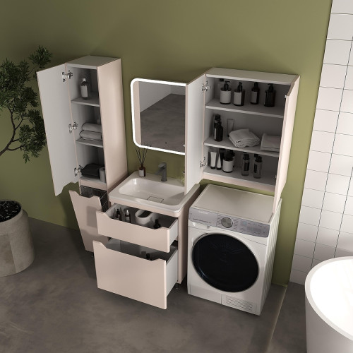Шкаф пенал Style Line Марелла 30 L Люкс Плюс СС-00002549 с бельевой корзиной цвет Карамель антискрейтч