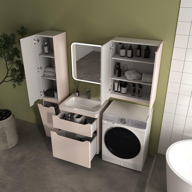 Шкаф пенал Style Line Марелла 30 L Люкс Плюс СС-00002549 с бельевой корзиной цвет Карамель антискрейтч
