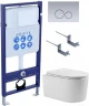 Комплект унитаза с инсталляцией Aquatek Set Aquatek МИЯ-019 4в1 цвет Белый с сиденьем Микролифт и клавишей смыва цвет Хром матовый