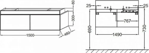 Тумба под раковину Jacob Delafon Terrace 150 EB1189-G98 цвет Синий
