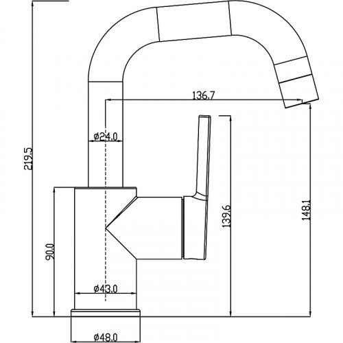 Смеситель для раковины Swedbe Diana 1011B Черный матовый латунь