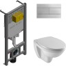 Комплект унитаза с инсталляцией Jacob Delafon Patio E21734RU-00 с сиденьем Микролифт и клавишей смыва Хром фарфор подвесной