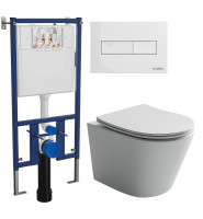Унитаз с инсталляцией DIWO Ceramicanova Balearica Rimless CN6000MW + DIWO 4501 с сиденьем Микролифт с клавишей смыва цвет Глянцевый белый