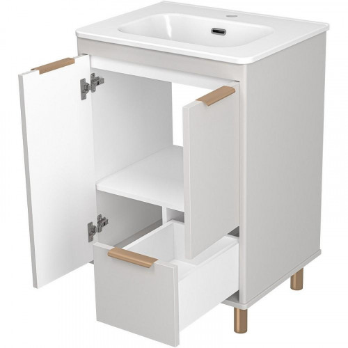 Тумба с раковиной Brevita Risacca Crema 60 УТ000025678 Серая матовая