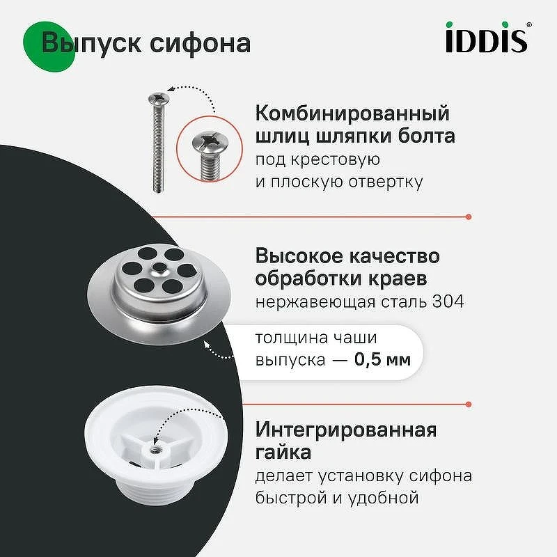 Сифон для раковины Iddis Optima Home 900BVG0010VD цвет Белый