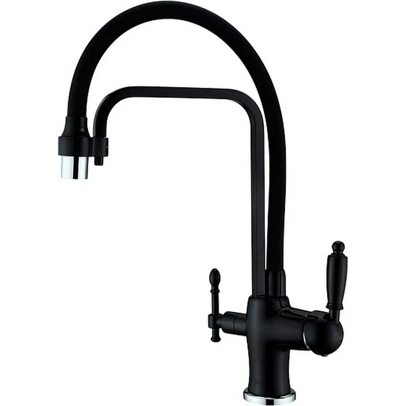 Смеситель для кухни ZorG Sanitary ZR 342-6 YF BLACK Чёрный