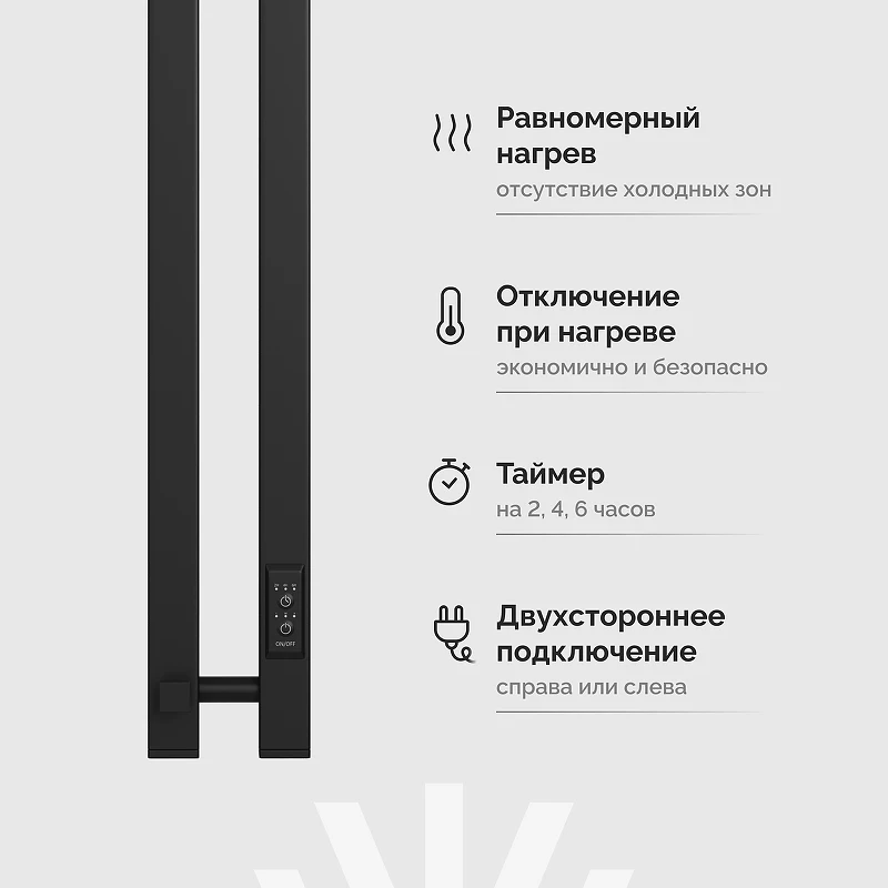 Электрический полотенцесушитель EWRIKA Пенелопа P2 80x11 4657819952912 цвет Черный