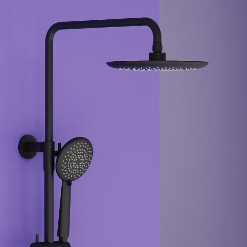 Душевая система Sancos Game SC3001MB с термостатом Черная матовая латунь на стену