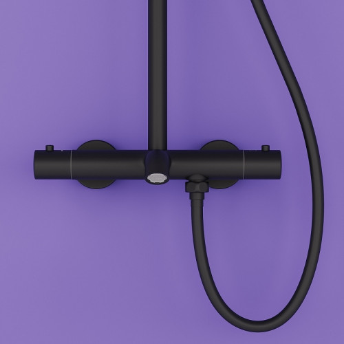 Душевая система Sancos Game SC3001MB с термостатом Черная матовая латунь на стену