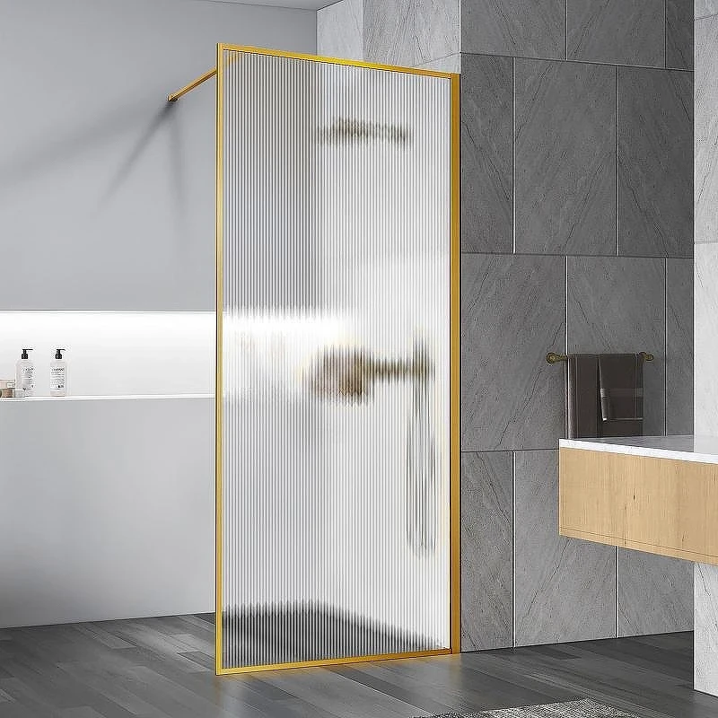 Душевая перегородка Vincea Walk-In 120 VSW-1HP120FLBG профиль Брашированное золото стекло рифленое