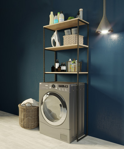 Стеллаж 1MarKa Grunge Loft 65 Ц0000005440 над стиральной машиной Дуб вотан МДФ / ЛДСП
