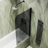 Шторка на ванну Maybah Glass MGV-613-6 600x1400 поворотная на монопетле Черный стекло графитовое