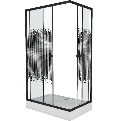 Душевой уголок Niagara Eco 100х80 NG-018-14Q BLACK профиль Черный стекло прозрачное с рисунком