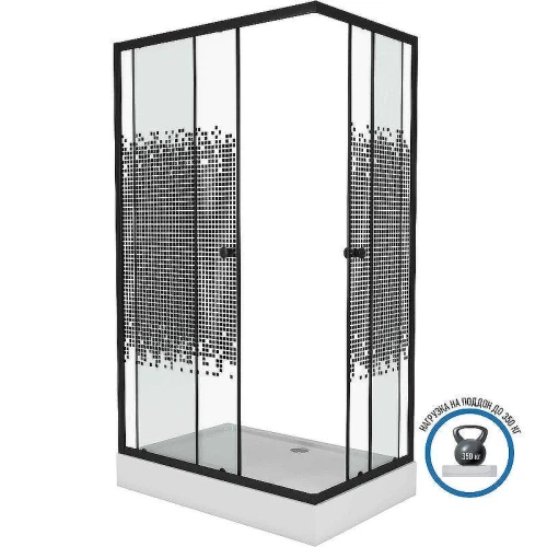 Душевой уголок Niagara Eco 100х80 NG-018-14Q BLACK профиль Черный стекло прозрачное с рисунком