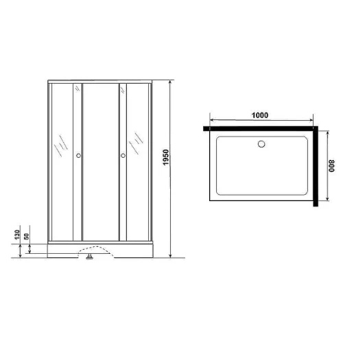 Душевой уголок Niagara Eco 100х80 NG-018-14Q BLACK профиль Черный стекло прозрачное с рисунком