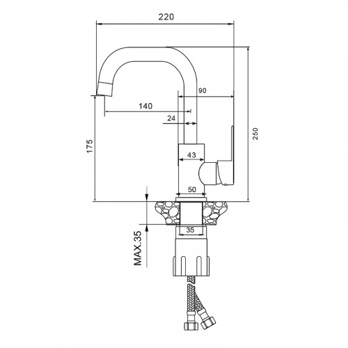 Смеситель для раковины WesnaArt Eko EKO05-250Black Черный матовый