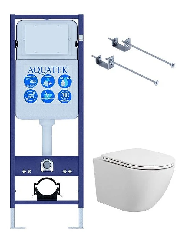 Комплект унитаза с инсталляцией Aquatek Set Aquatek Европа T-17-KKI1 цвет Белый с сиденьем Микролифт