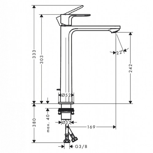 Смеситель для раковины Hansgrohe Rebris S 72580670 цвет Черный матовый