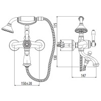 Смеситель для ванны Gattoni Orta 2700/27V0 OLD Бронза латунь на стену