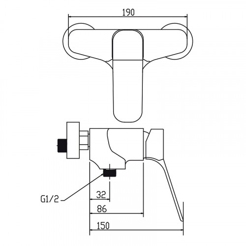 Смеситель для душа Kaiser Sona 75077 Хром латунь на стену